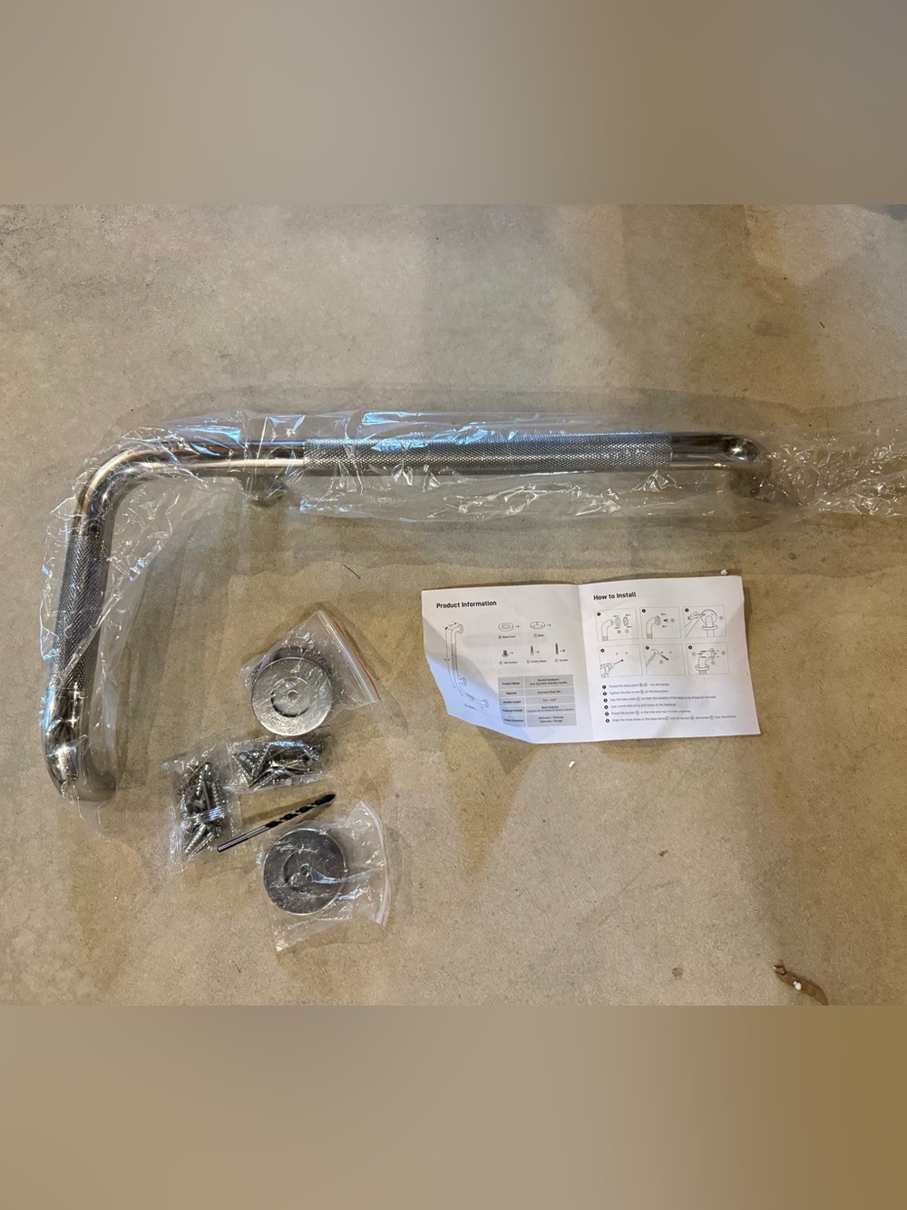 L-shaped anti-slip bath grab bar handle